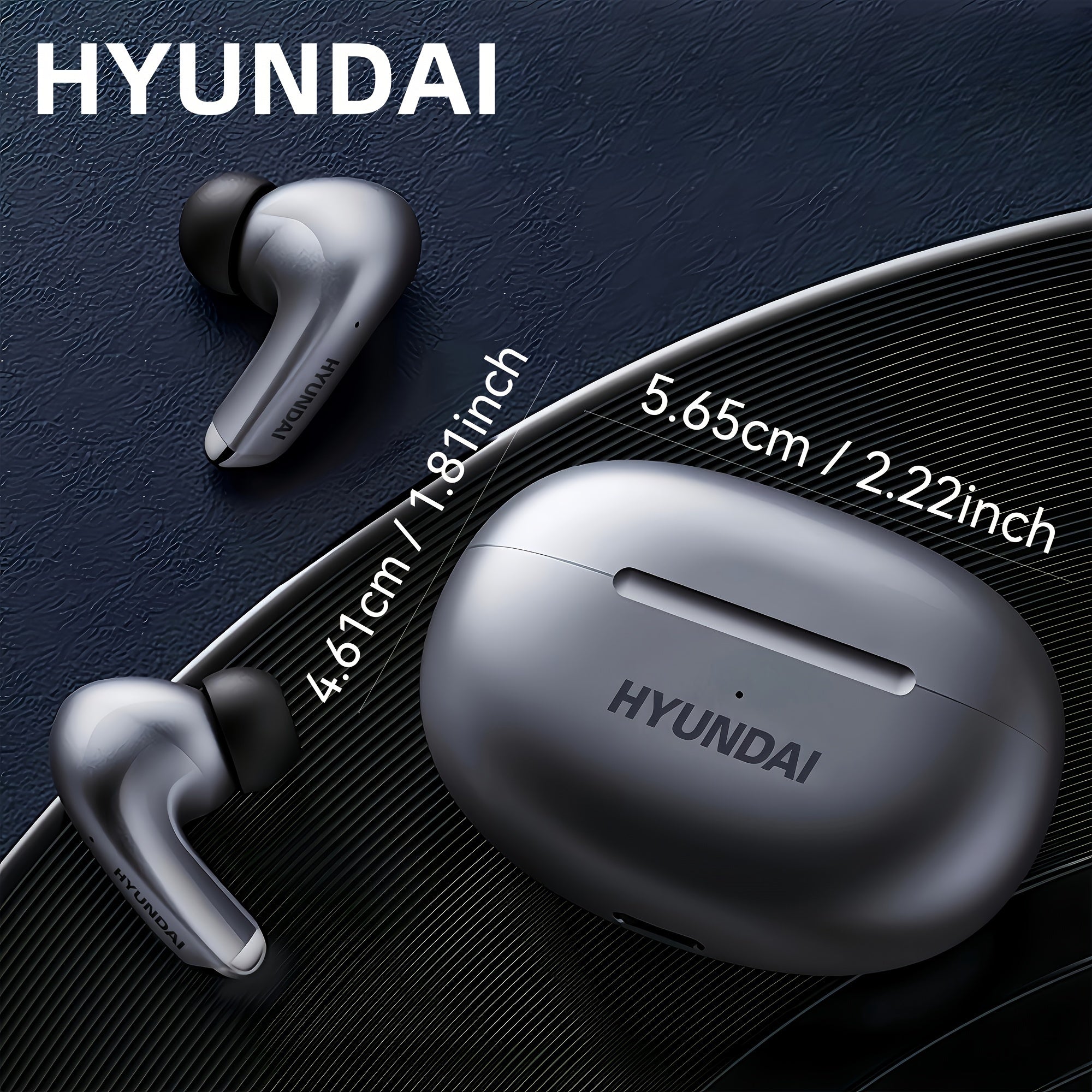 HYUNDAI 2025 Wireless Wireless Earbuds - Low Latency, Long Battery Life, Sound Isolation, with Mic for Gaming, Sports, and Music