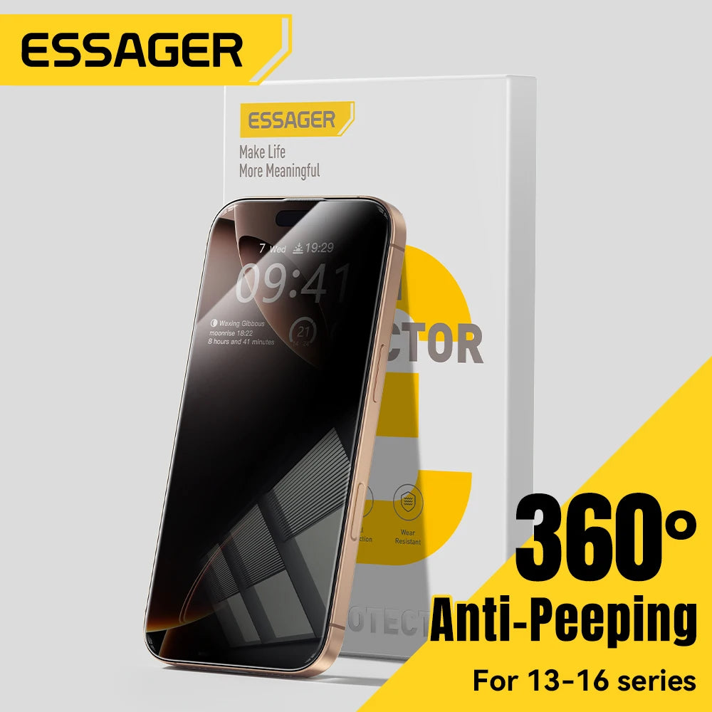 2-Pack Privacy Screen Protector for iPhone 16/15/14/13/13 Pro – Anti-Spy Tempered Glass, 360° Anti-Peeping, Anti-Scratch, Case Friendly, Dust-Proof, Durable Protection