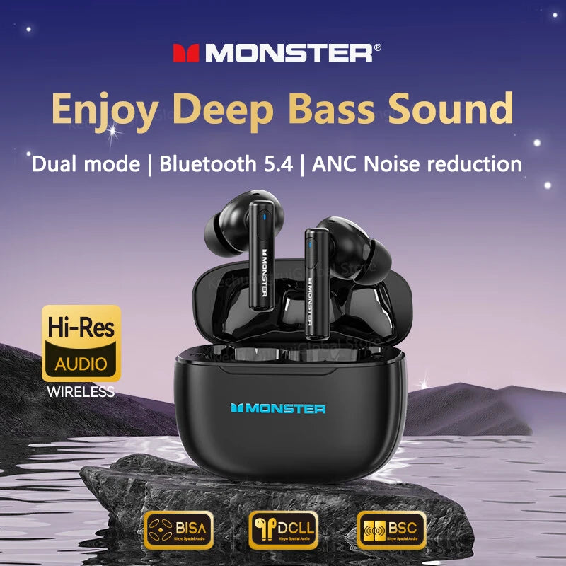 Monster XKT26 Bluetooth 5.4 Earphones TWS Hifi Stereo Wireless Headphones Gamer Headset Noise Reduction Sports Earbuds 2025 New